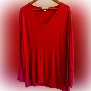 Ladies Coldwater Creek Crimson Red Long Sleeve Tunic Size M
